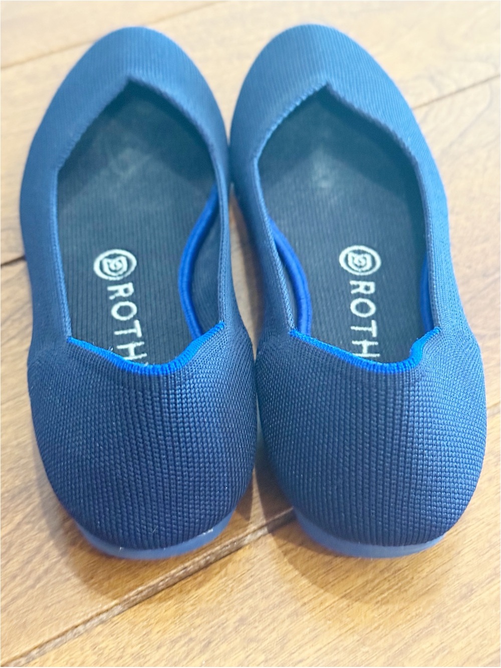 Rothys The Flat Slip On Knit Shoes Womens 7.5 Navy Classic Ballet Minimalist - Picture 5 of 6